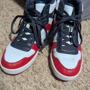 Red White and Black High-Top Sneakers